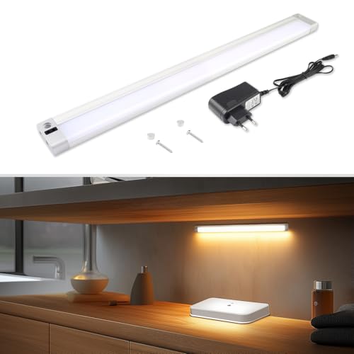 LED Unterbauleuchte Küche mit Sensor 31 3cm Schrankbeleuchtung Berührungslos (Hand-Wink) 4000K Neutralweiß 4W 320lm Küchenlampe Lichtleiste für Arbeitsplatte Schrank & Vitrine 1 5m Kabel