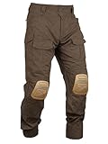 MERJAZ Men’s Tactical Pants with Knee Pads Waterproof G3 Combat Pants Camo Cargo Pants with 10 Pockets No Belt Dark Brown 34