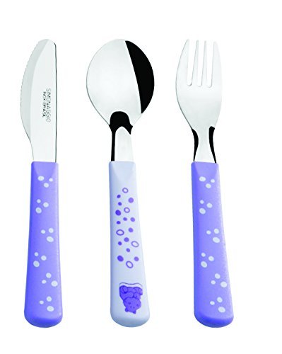 Simonaggio 3 Piece Toddlers Fun Animals Flatware Set, Hippo