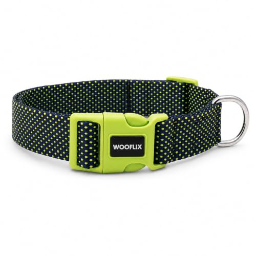Image of Wooflix Premium Adjustable Dog Collar for Small, Medium & Large Breed Dogs | Heavy Duty Nylon Dog Neck Belt with Strong Buckle & D-Ring for Walking, Training & Daily Use (Green, Medium)