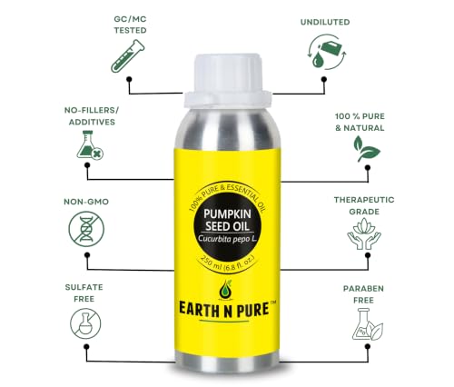 Image of Earth N Pure Pumpkin Seed Oil (Kaddu Oil) Cold Pressed, Natural and Therapeutic Grade - 250 ml
