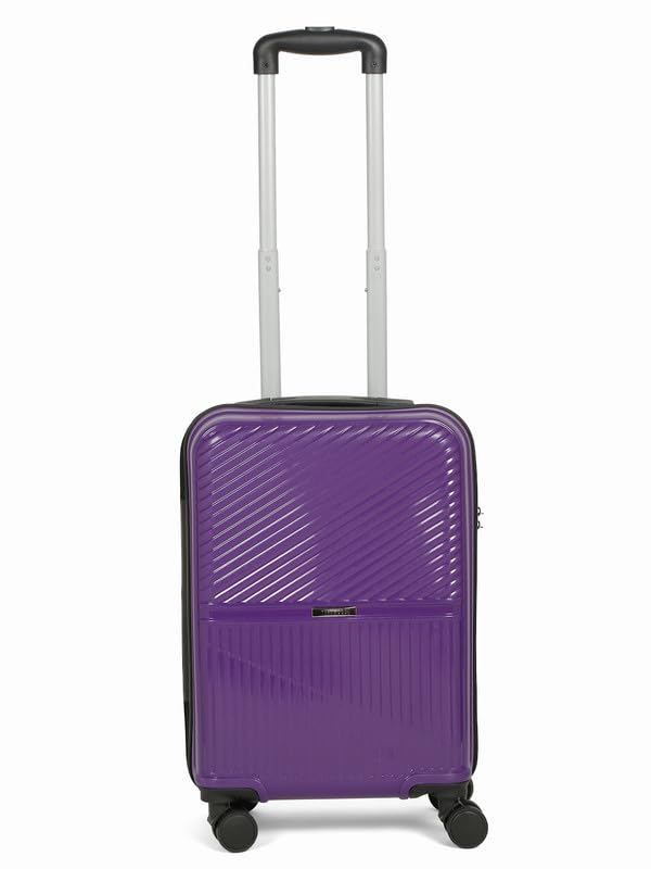 Image of Teakwood Small Size 8 Wheels Trolley Bag, Hard Cabin with Zipper Closure, Adjustable Push Button & Cross Side Strap, Number Lock System 360 Degree (Small, Purple)