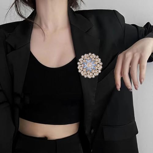 Image of Rhinestone Flower Brooch Pin for Women Red Black Purple Flower Broochs Pin Hat Christmas Brooch Jewelry