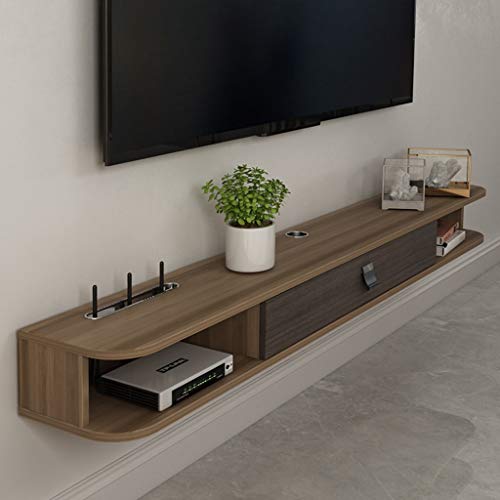 壁掛けテレビキャビネットウォールシェルフ浮動棚セットトップボックススカイボックスルータDVDプレーヤーCDプロジェクターの写真おもちゃの収納棚テレビコンソール壁のユニットの装飾 (Color : Walnut color, Size : 1.0M)
