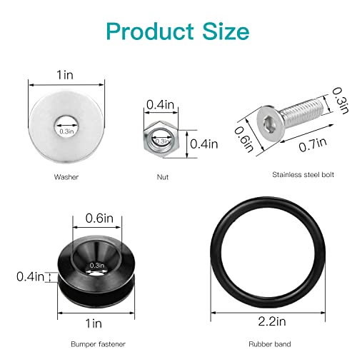 Bumper Quick Release, Mellbree Quick Release Trunk Front Rear Bumper Fasteners Fenders Holders Kit Compatible For Universal Car Bumper (Black 4 X Quick Release Tabs With 12 X O-Ring Fastener） #TOP4