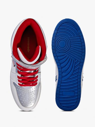 Image of Bewakoof Official NASA Merchandise Men's White & Silver Color Block High-top Sneakers