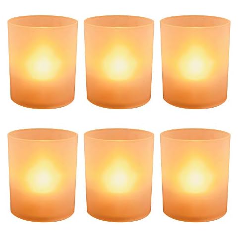 LumaBase Battery Operated LED Lights - Orange, Set of 6 Cover
