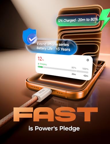 Image of LISEN USB C Cable, 5-Pack [3.3 /3.3 /6.6 /6.6 /10FT] Orange for iPhone 17 Charger Cord, 60W C to C Cable Fast Charging for iPad, iPhone 17 Air 16 15 Pro Max, Samsung Z Flip 7 /S25 /S24