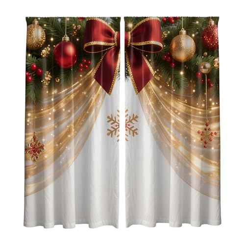 Cortinas de Navidad para dormitorio y fondo de fiesta con 2 paneles de copos de nieve 2