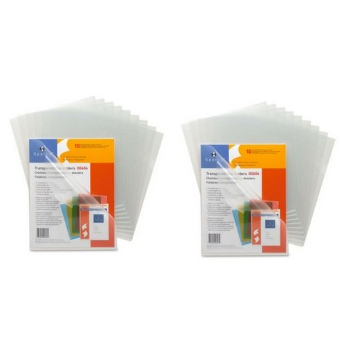 Sparco Transparent File Holder - Letter - 8.50" Width x 11" Length Sheet Size - 20 Sheet Capacity - Clear - 20 / Pack