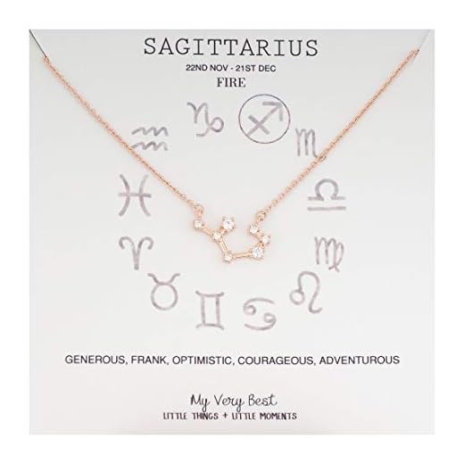 My Very Best Horoscope Constellation Zodiac Sign Necklace (Sagittarius (Nov 22 - Dec 21)_Rose Gold Plated Brass)