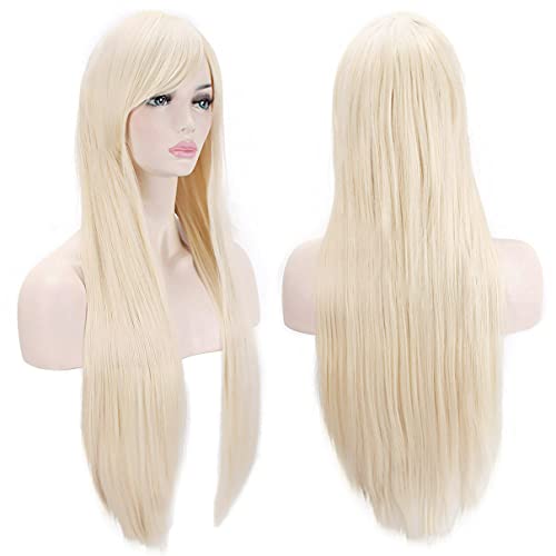AKStore Wigs 32" 80cm Long Straight Anime Fashion Women s Cosplay Wig Party Wig With Free Wig Cap(Blonde)