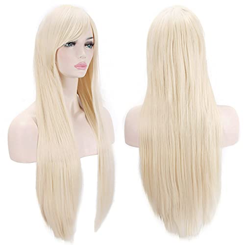 Akstore Wigs 32' 80cm Long Straight Anime Fashion Women's Cosplay Wig Party Wig With Free Wig Cap(Blonde)