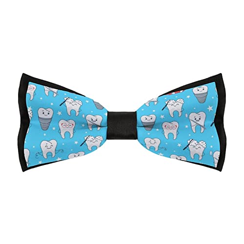 Funny Teeth Dental Dentist Men's Bow Tie Pre-Tied Adjustable Bowtie Necktie Design for Gift