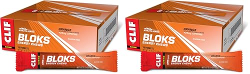 Image of CLIF BLOKS - Orange Flavor with Caffeine - Energy Chews - Non-GMO - Plant Based - Fast Fuel for Cycling and Running - Quick Carbohydrates and Electrolytes - 2.12 oz. (18 Count) (Pack of 2)