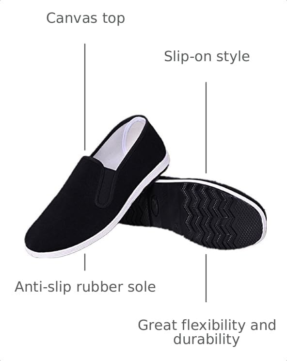 APIKA Chinese Traditional Old Beijing Shoes Kung Fu Tai Chi Shoes Rubber Sole Unisex Black (CHN44 (US:Men 10/Women 11)) by APIKA - Used condition - Image 3