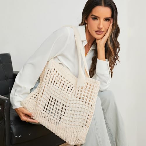 Bolso Tote de Playa para Mujer ENBEI, Diseño de Ganchillo miniatura 2