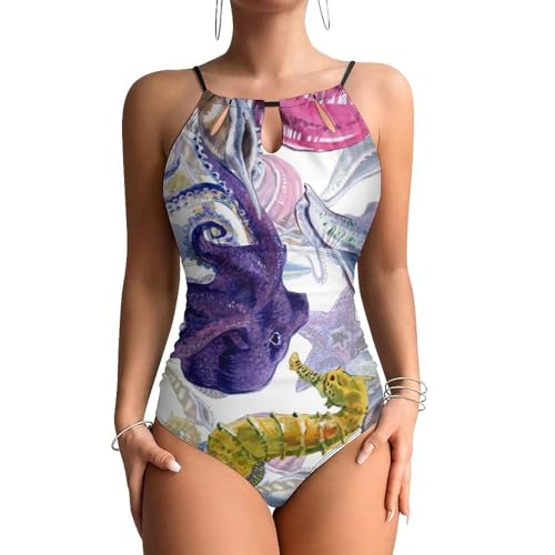 Swimsuit monokini femme une pièce imprimé marin sculptant