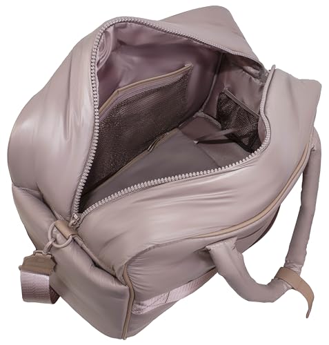 Joan & David 20 Inch Puffer Nylon Weekender Duffle Bag with Detachable Pouch (Light Mauve)3