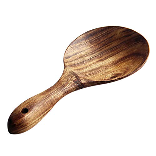 Akls Teak Wood Spoon Natural Solid Wood Rice Spoon Wooden Rice Paddle Big Potato Serving Spoon Wooden Kitchen Utensils