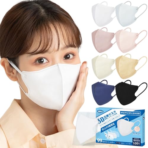 [JIMIJ] 3D �}�X�N � 100���� ���痧�̃}�X�N �g���̂� �s�D�z ���F�}�X�N �ʋC���K �E�C���X�򖗑΍� �����₷�� �����ɂ��Ȃ�ɂ��� �ԕ��Ǒ΍� �z���C�g