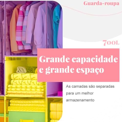 Guarda Roupa Portatil Simples Facil de Montar Armario Organizador de Roupas Desmontavel Não Ocupa Mu