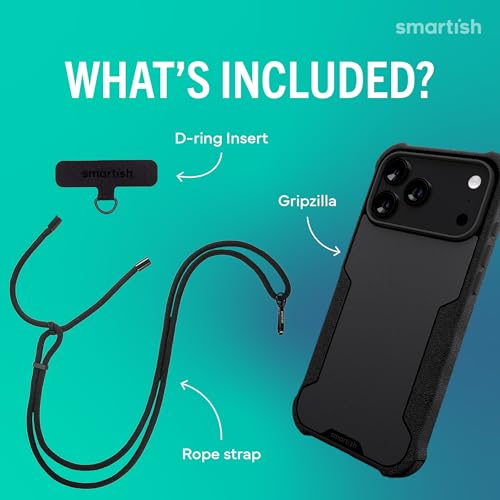 Image of Smartish iPhone 17 Pro Max MagSafe Case + Crossbody Lanyard Strap - Magnetic Protective Case - Heavy Duty Armor Cover + Detachable Shoulder Neck Strap for Apple iPhone 17 Pro Max - Black Tie Affair