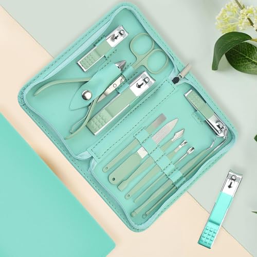 12 in 1 Travel Manicure Set, Mens Grooming kit Women Nail Manicure Kit, Manicure Pedicure Kit Manicure Set Professional Gift for Family Friends Elder