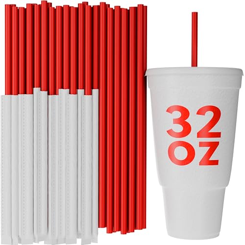 Pitillos Plásticos Envuelto en Papel 10" Rojo 250 Unidades miniatura 1