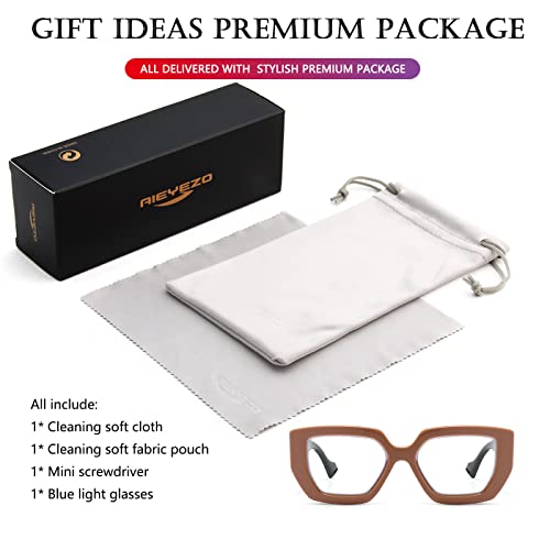 Image of AIEYEZO Thick Frame Blue Light Glasses Men Women, Fashion Square Computer Eyeglass Anti Eyestrain & Prevent Headache