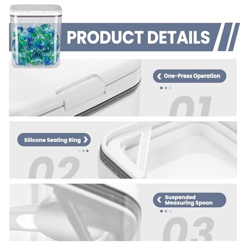 Lot de 2 boîtes de rangement pour poudre à lessive à pression 2L - 7