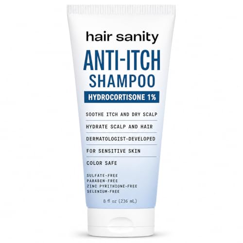 ITCHY SCALP SHAMPOO (Hydrocortisone 1%) Anti-itch Treatment For Dry Scalp, Eczema, Inflammation Relief For Men & Women. Color safe. Sulfate-free. Dermatologist Patented Formula For Flaky Scalp.
