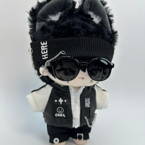 niannyyhouse Kopfbedeckung, Jacke, Weste, Hose, Brille, cooles wildes Outfit, 20 cm, Plüschpuppenkleidung