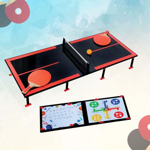 Image of Mad Over Toys3-in-1 Ping Pong Big |96cm Table Tennis Trainer, Ludo & White Board |Indoor Tabletop Game for Family|Fun Learning & Educational Writing Board|Best Toy Gift Game for Kids 3+ Year & Adults