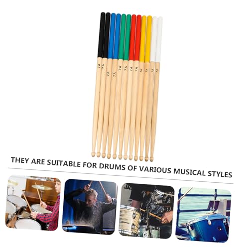 LIFKOME 6 Pares de Baquetas de Madera de Arce con Grip Antideslizante, Ligero, Profesional para Baterías Electrónicas y Acústicas para Principiantes, Estudiantes y Bateristas miniatura 3