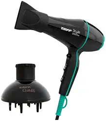 KIT TAIFF SECADOR PROFISSIONAL STYLE 2000W PRETO - 220V + DIFUSOR CURVES