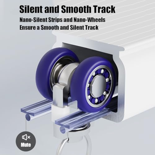 Premium Sliding Ceiling Mount Curtain Track - Silent Rollers & Hooks - Ideal for Living Room, Bedroom, Office, RV & Shower Curtains - Easy Install (White, 11.15 ft)