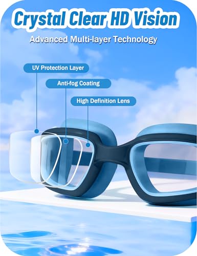 Image of Vvinca Kids Swim Goggles, Swimming Goggles for Kids 3-14 Anti-Fog UV Protection No Leak Pool Glasses for Boys Girls