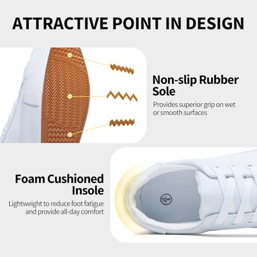 Rominz Women's White Canvas Sneakers Black Casual Non Slip Shoes Lightweight Comfortable Walking Shoes for Women3