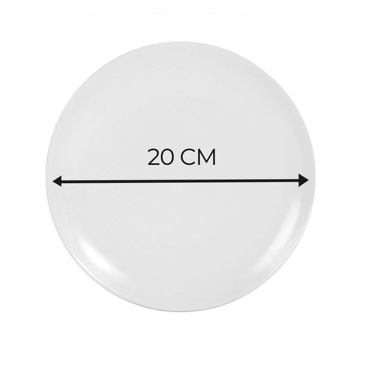Lot de 12 assiettes rondes BANCA en fine porcelaine blanche, plat rond de service pour desserts, salades et gâteaux - diamètre 20 x hauteur 2 cm