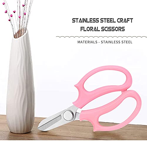 Qisebin Floral Shears, Garden Shears Comfort Grip Handle, Premium Steel Professional Floral Scissors, Perfect For Arranging Flowers, Pruning, Trimming Plants, Gardening Tool (Pink),Sm-Jd-F2 #TOP2