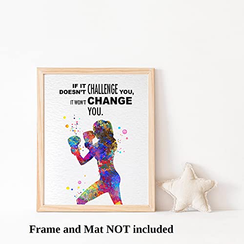 Dignovel Studios 8X10 Unframed Boxing Training Workout Exercise Woman Girl Challenge Change You Inspirational Quotes Words Saying Wisdom Watercolor Art Print Home Decor Dn558 #TOP2
