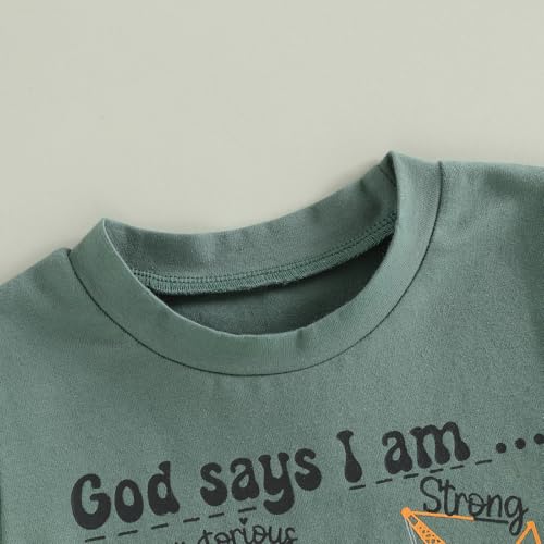 MERSARIPHY Toddler Baby Boy Clothes Trucks Letters Short Sleeve Tops Shirt Casual Shorts Sets 2Pcs 2T 3T 4T Summer Outfit (Green, 2-3T) - Thumbnail 4