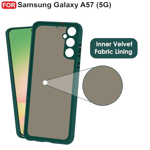 Image of CEDO Back Cover for Samsung Galaxy A57 (5G) | Camera Bump Protection & Inner Velvet Fabric Lining | Ultra Slim Matte Soft Rubberised Case Cover (Green)