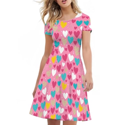 Image of AFPANQZ Womens Casual Summer Lightweight Vintage Dress Short Sleeve Midi Dress Knee-Long Luxury Formal Dress