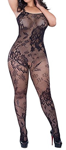 made2envy Crotchless Floral Fishnet Bodystocking Plus Size