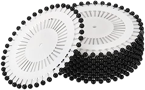 PATIKIL Pearl Head Sewing Pins, 12 Set Straight Corsage Decorative Round Pin for Sewing Dressmaking Supplies, Black