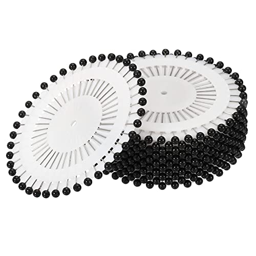 Patikil Pearl Head Sewing Pins, 12 Set Straight Corsage Decorative Round Pin For Sewing Dressmaking Supplies, Black #TOP24