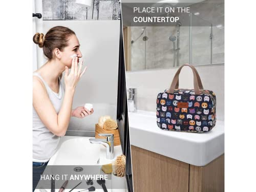 Large Makeup Bag Toiletry Bag for Women Make Up Bag Cosmetic Bag Toiletries Bag Brush Bags for Traveling (Cute Cat)4