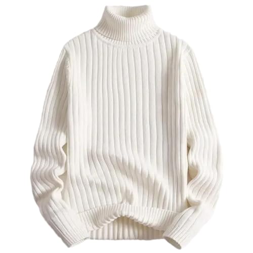 Men's Pullover Sweaters Casual Warm Solid Color High Collar Knitted Pullover Sweater